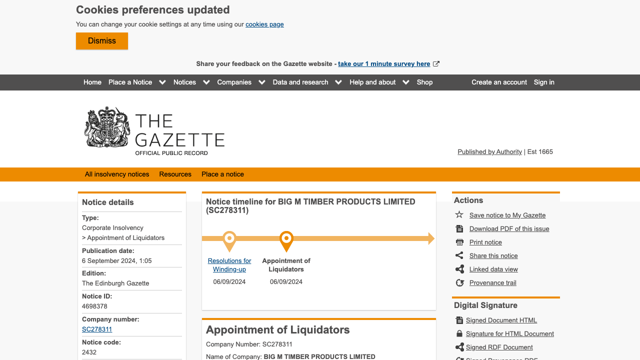 BIG M TIMBER (ABERDEEN) LIMITED website preview
