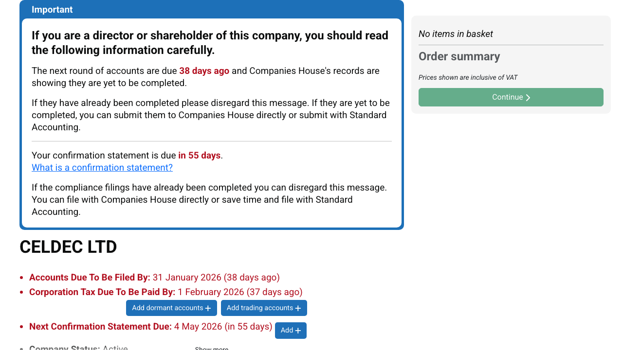 CELDEC LTD website preview