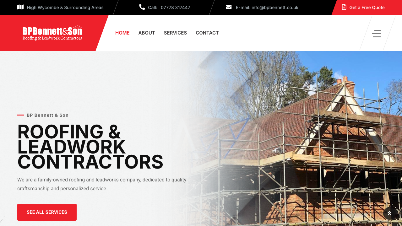 BP BENNETT & SON ROOFING LIMITED website preview