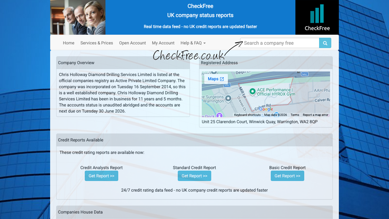 CHRIS HOLLOWAY DIAMOND DRILLING SERVICES LIMITED website preview