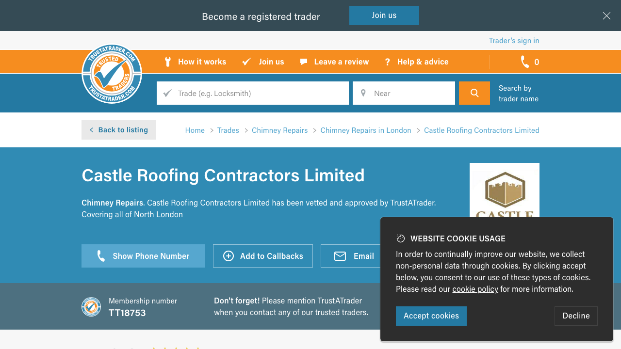 CASTLE ROOFING CONTRACTORS LIMITED website preview