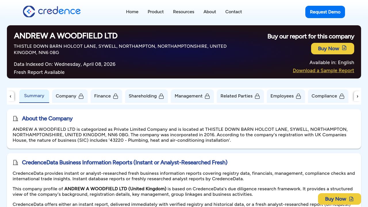ANDREW A WOODFIELD LTD website preview