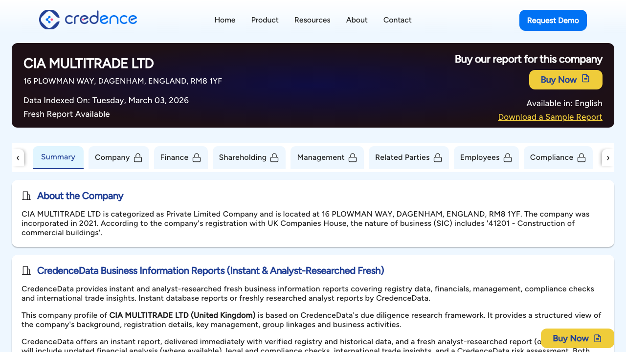 CIA MULTITRADE LTD website preview