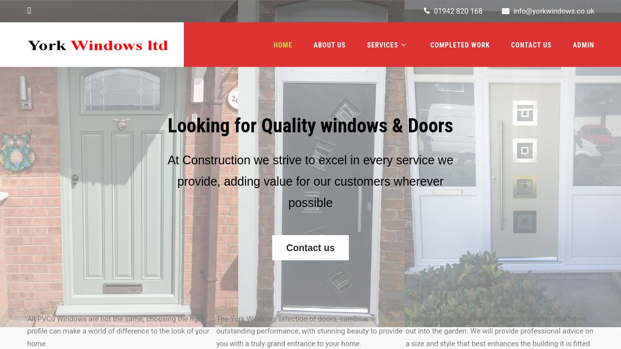 YORK WINDOWS LIMITED website preview