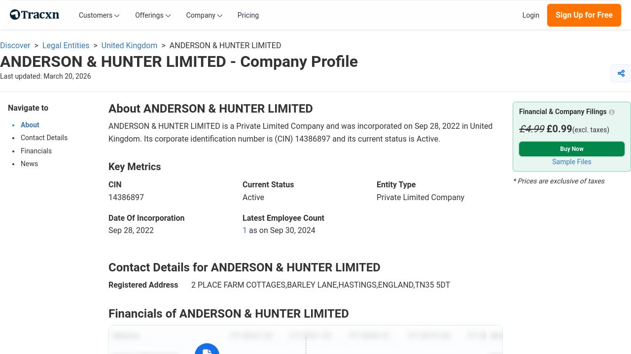 ANDERSON & HUNTER LIMITED website preview