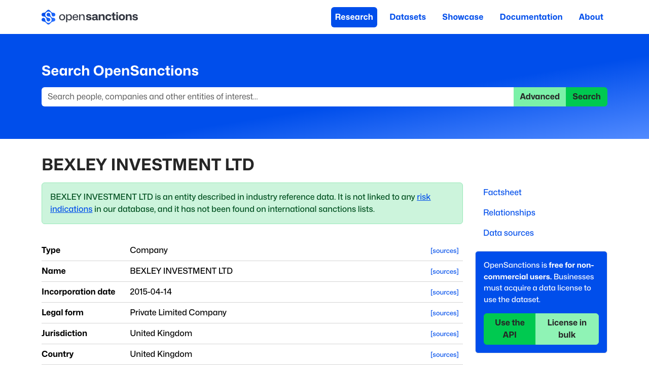 BEXLEY INVESTMENT LTD website preview