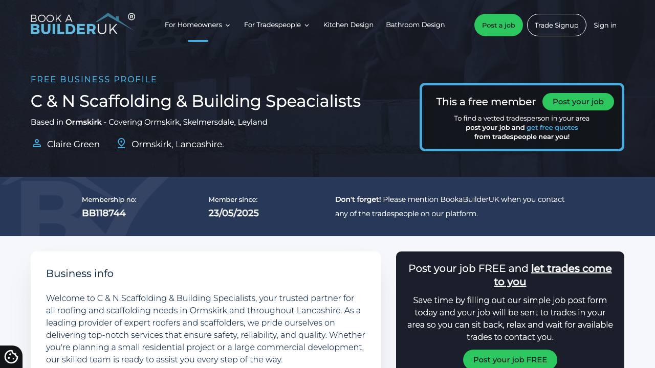 C&N SCAFFOLDING & BUILDING SPECIALISTS LTD website preview