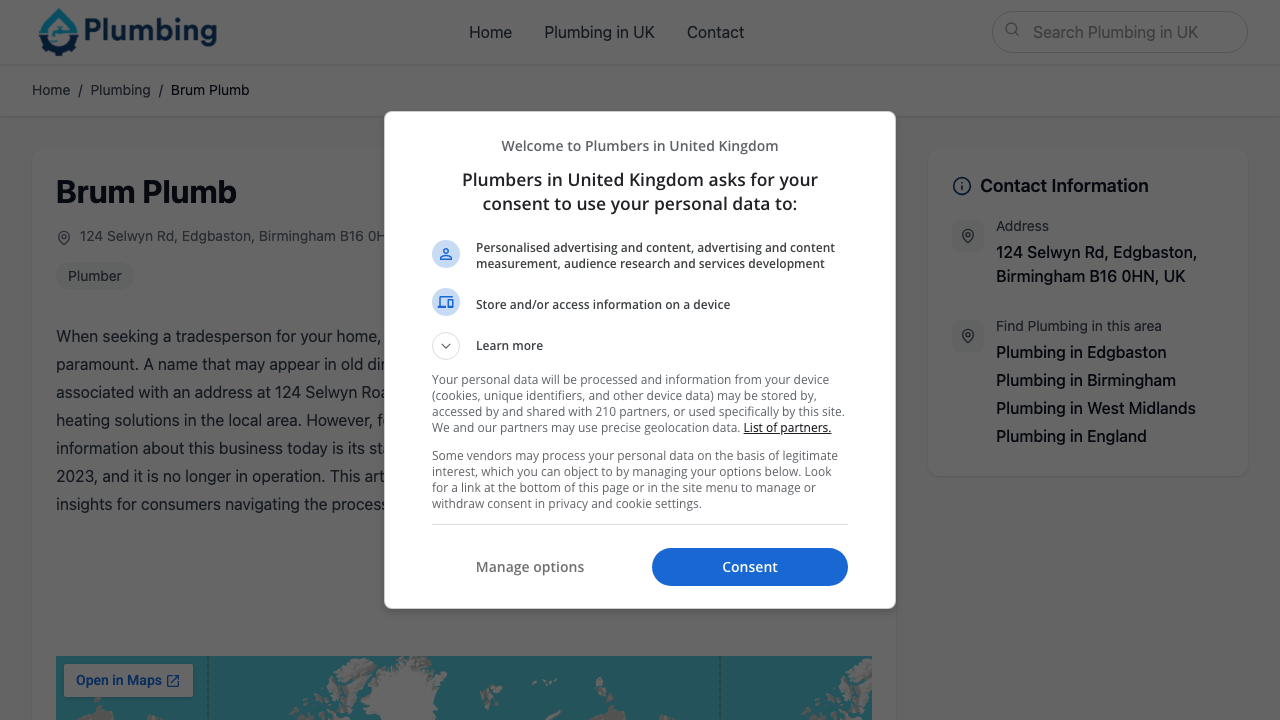 BRUM HEATING & PLUMBING LTD website preview