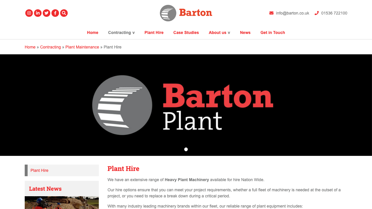 BARTON PLANT HIRE & CONTRACTORS LIMITED website preview