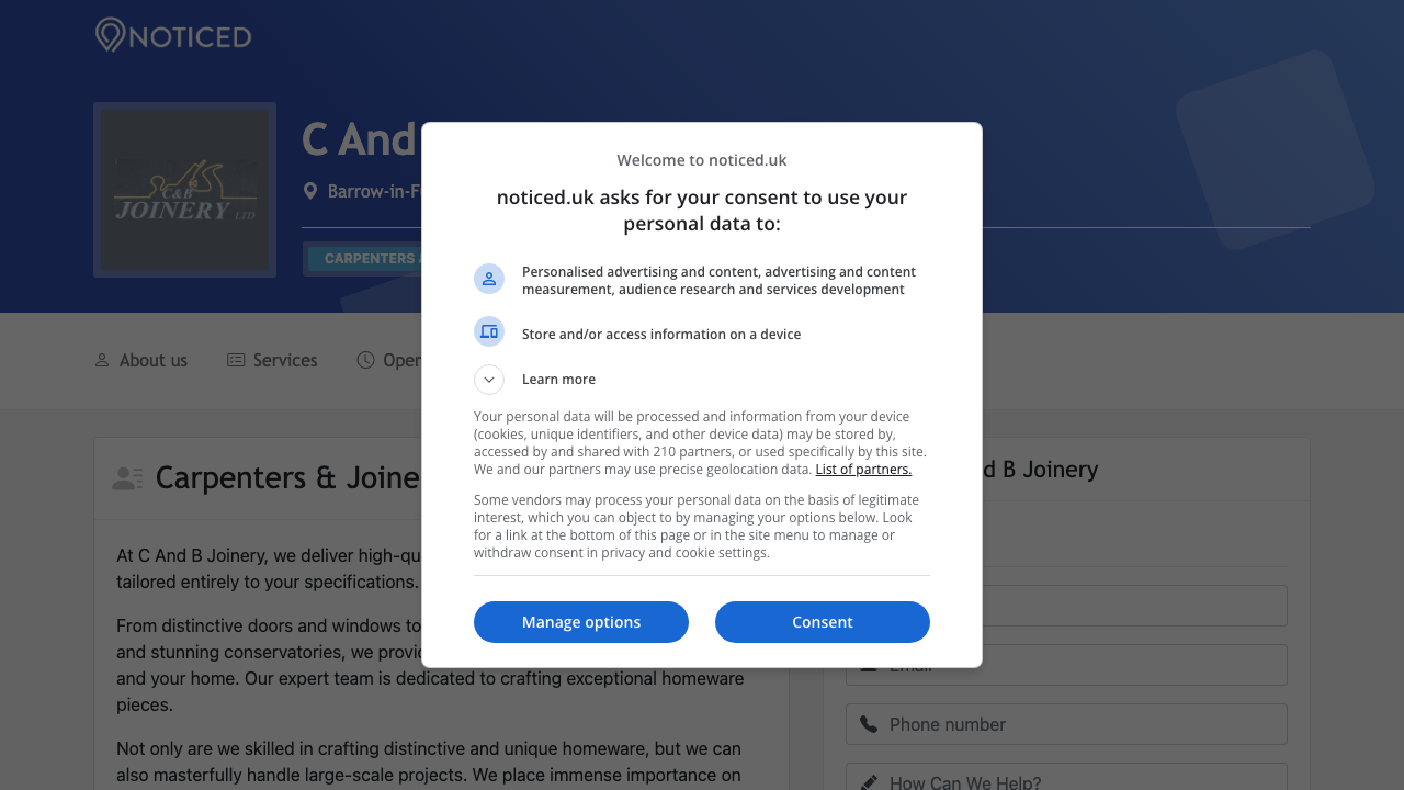 C & B JOINERY LIMITED website preview