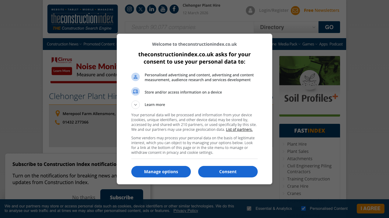 CLEHONGER PLANT HIRE LIMITED website preview