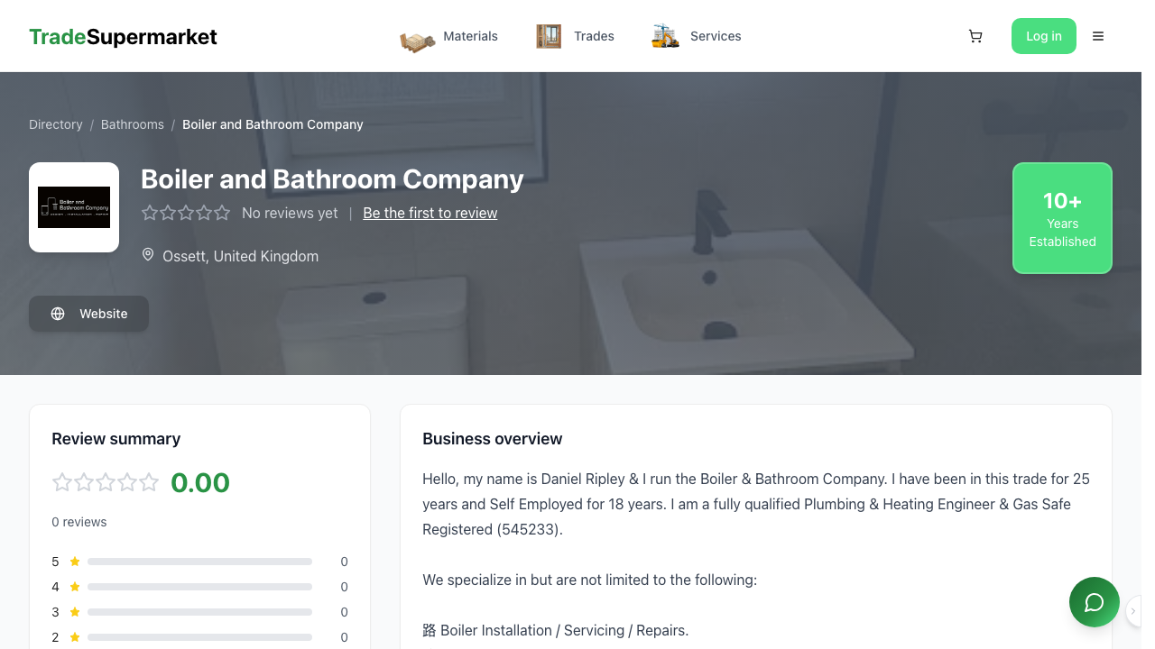 BOILER & BATHROOM COMPANY LTD website preview