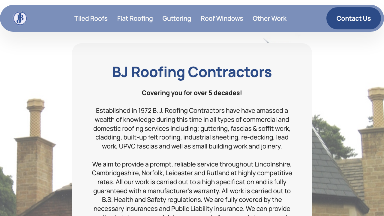 BJ'S ROOFING SERVICES LTD website preview