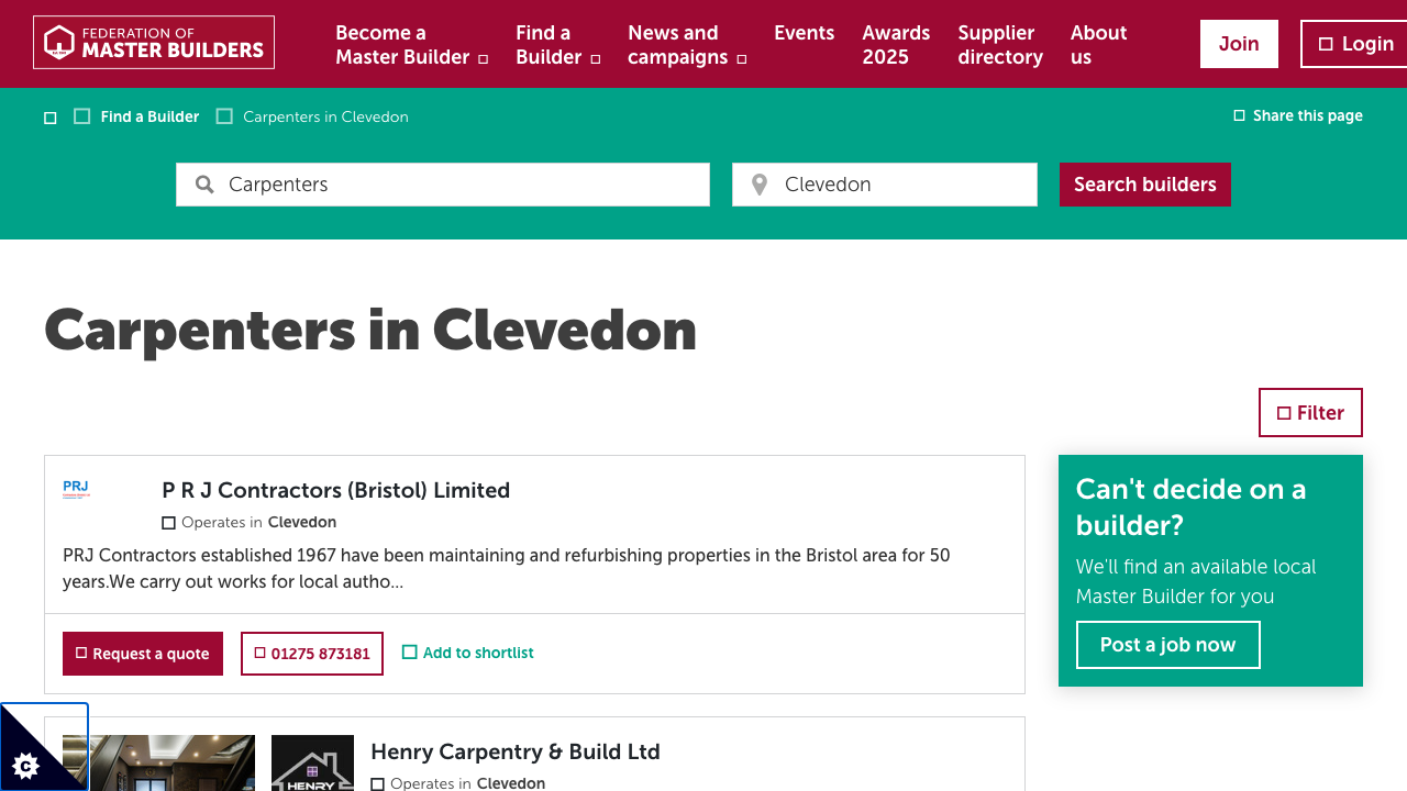 CLEVEDON CARPENTRY LIMITED website preview