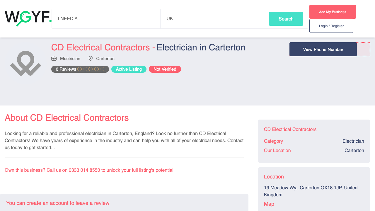 C D ELECTRICAL CONTRACTORS LIMITED website preview
