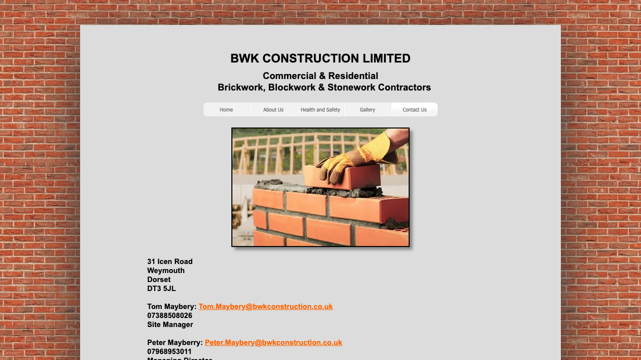 BWK CONSTRUCTION LTD website preview