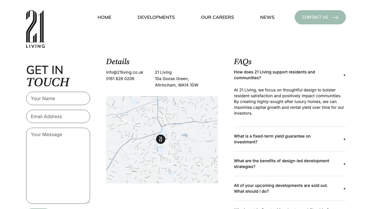 21 LIVING LIMITED website preview