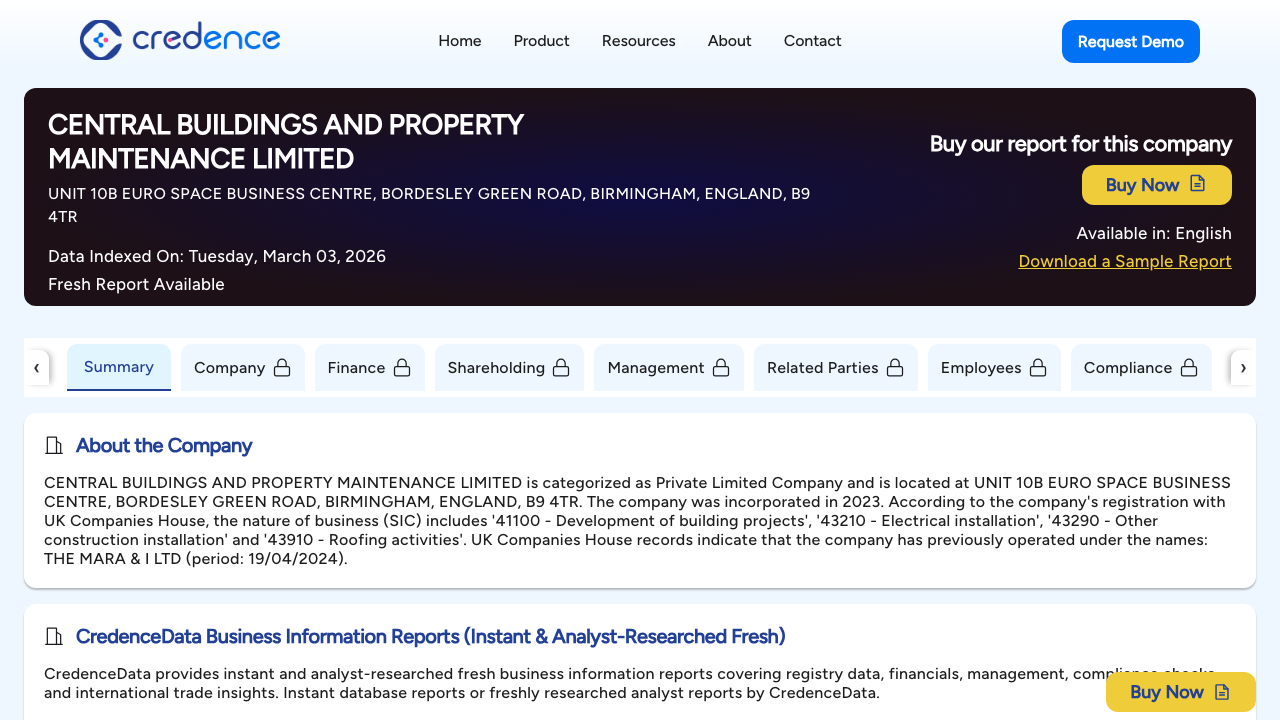 CENTRAL BUILDINGS AND PROPERTY MAINTENANCE LIMITED website preview