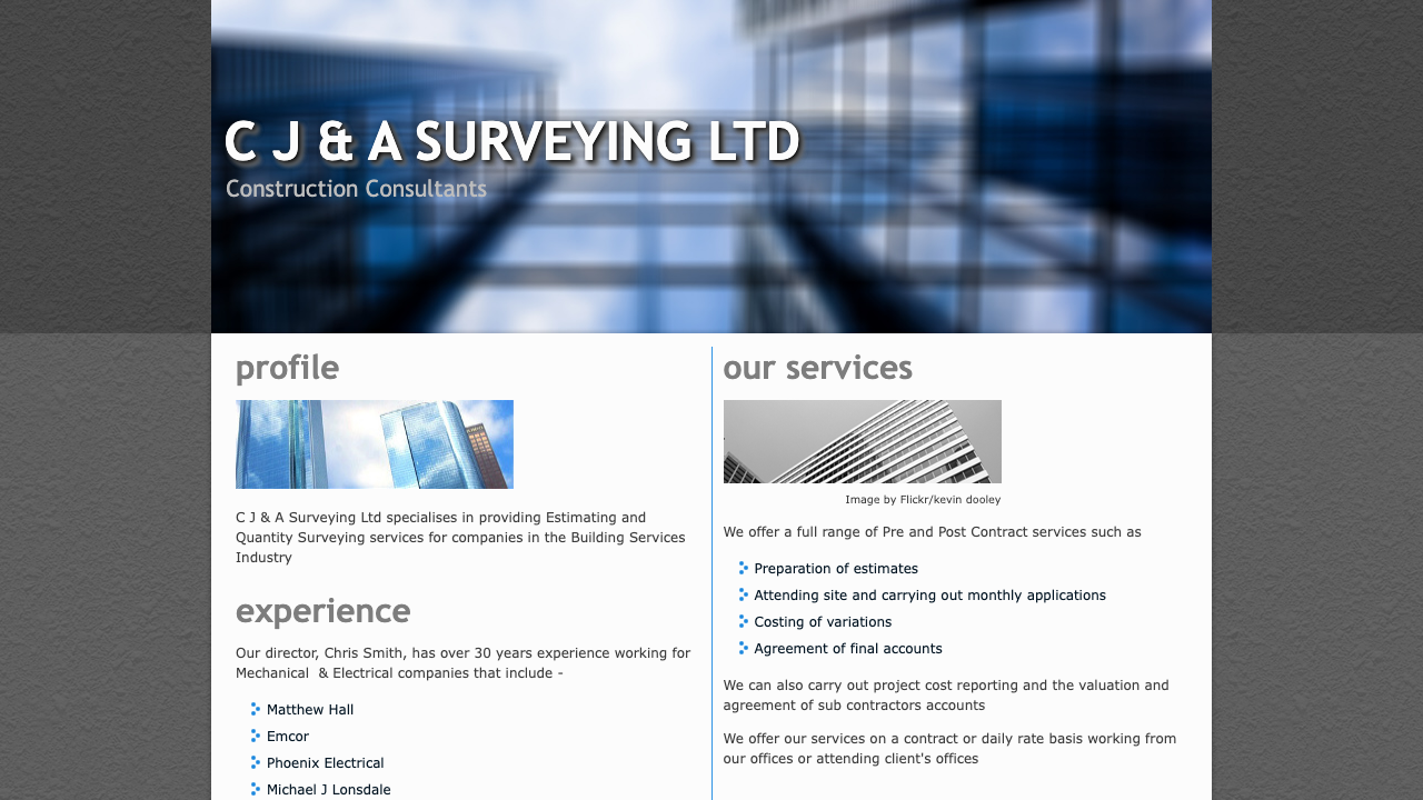 C, J & A SURVEYING LIMITED website preview