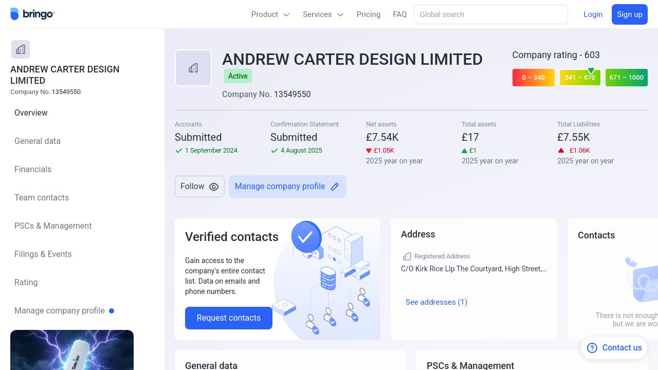 ANDREW CARTER DESIGN LIMITED website preview