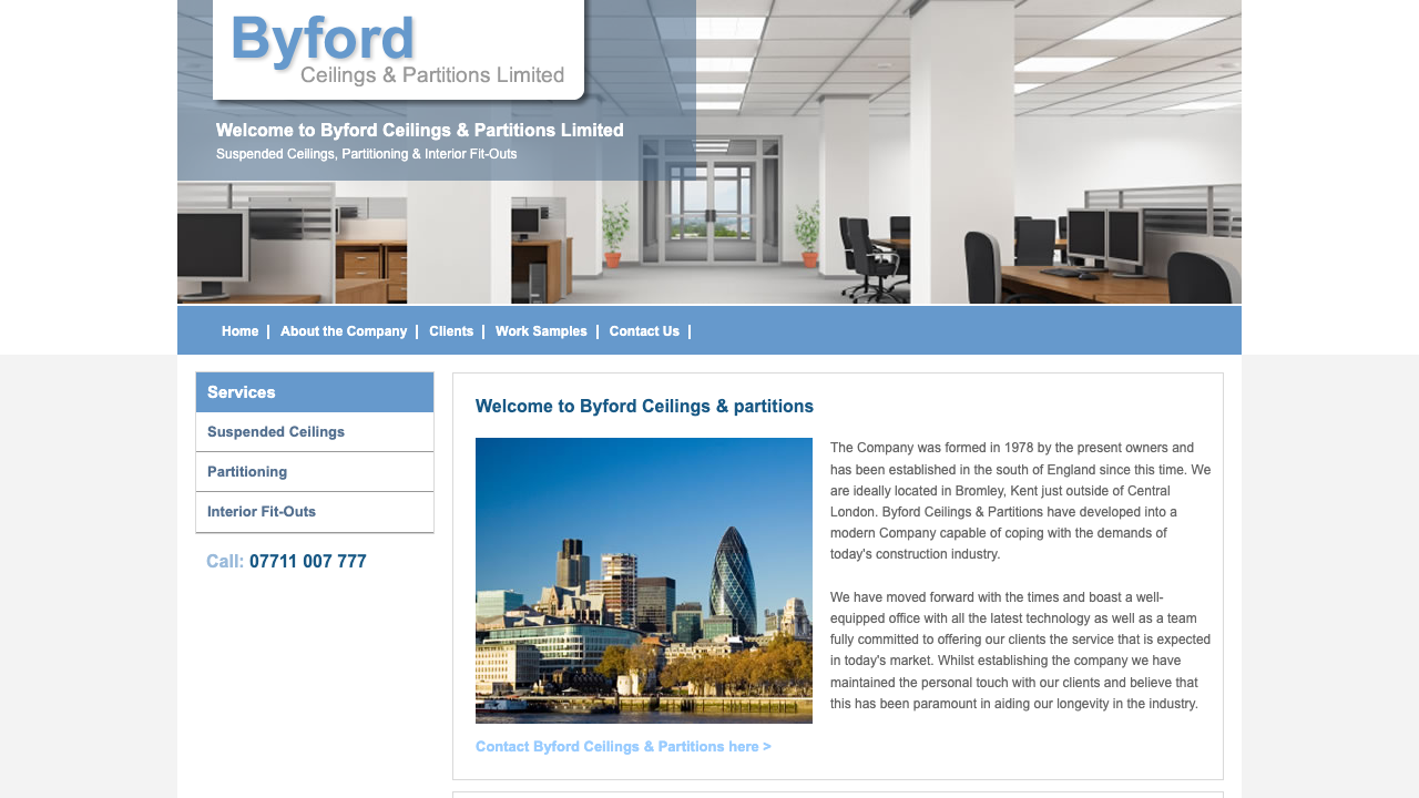 BYFORD CEILINGS AND PARTITIONS LTD website preview