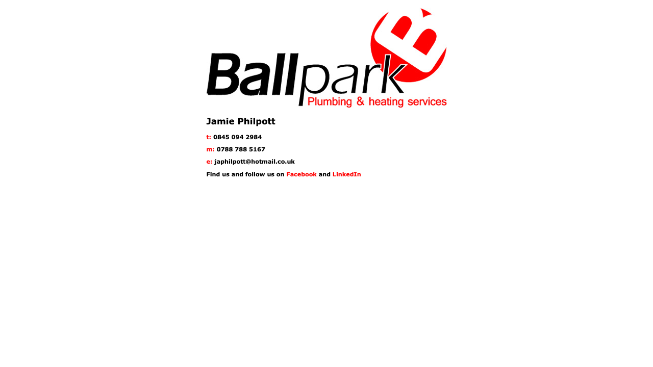 BALLPARK PLUMBING & HEATING SERVICES LTD website preview