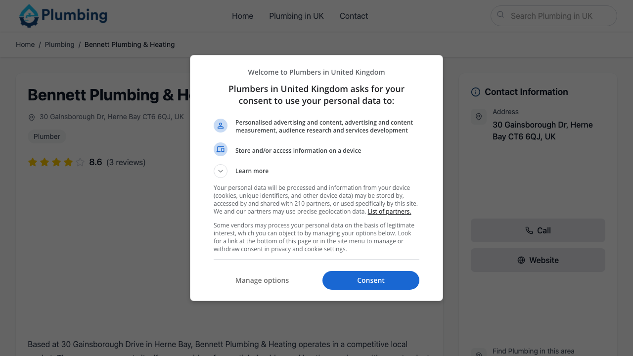 BENNETT PLUMBING AND HEATING LTD website preview