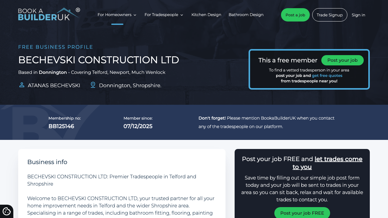 BECHEVSKI CONSTRUCTION LTD website preview