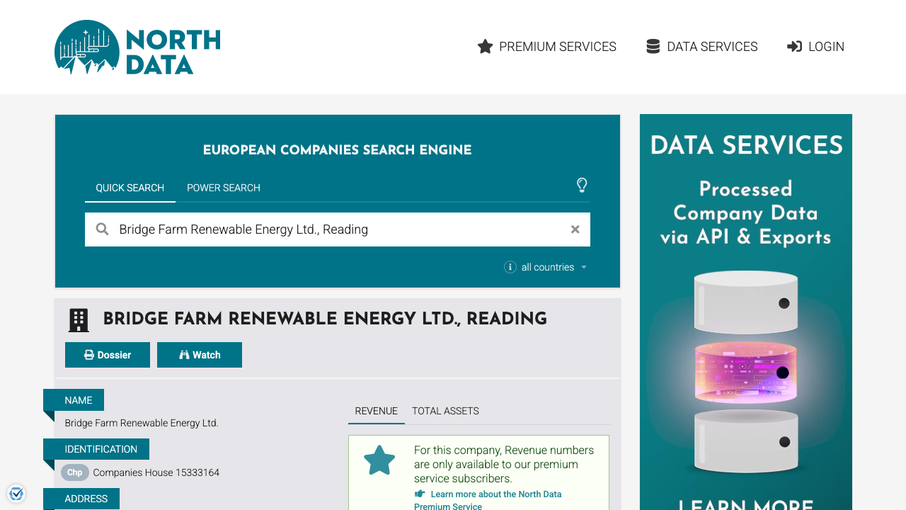 BRIDGE FARM RENEWABLE ENERGY LIMITED website preview