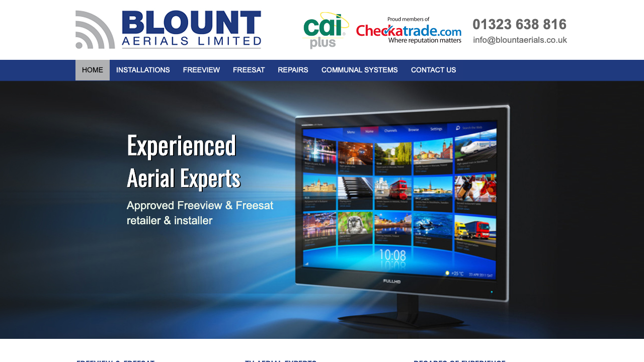 BLOUNT AERIALS LIMITED website preview