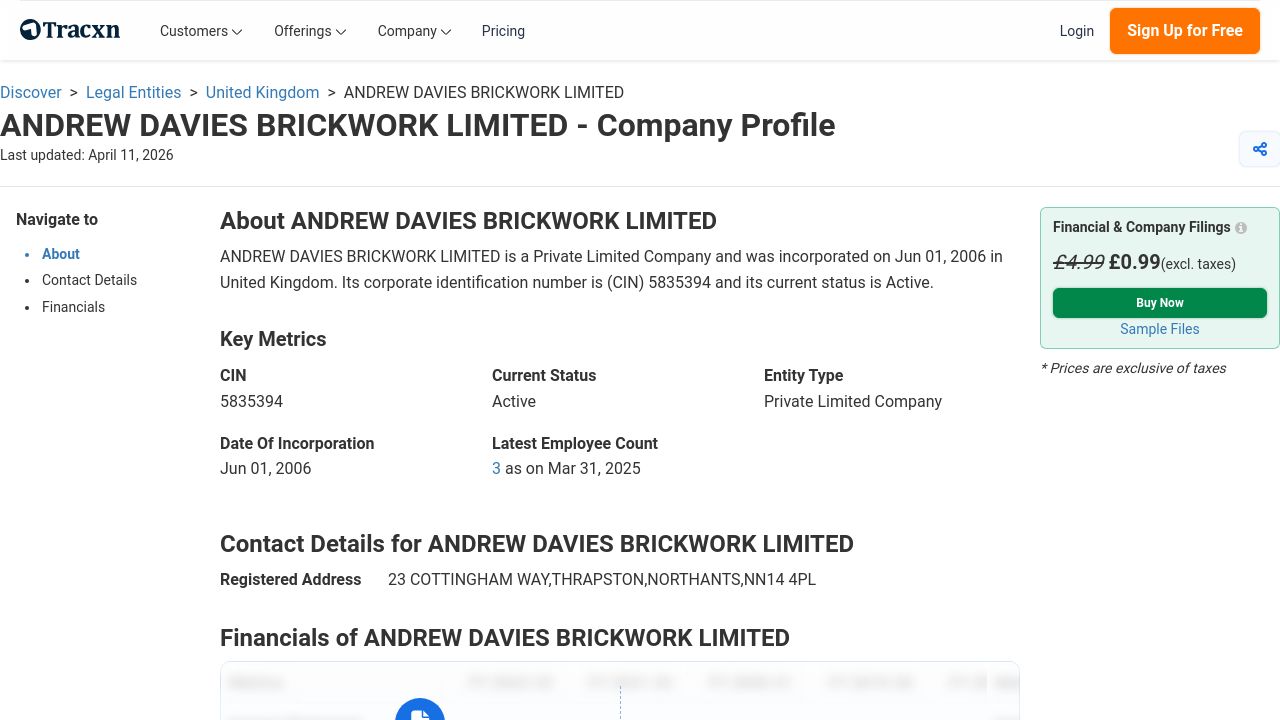 ANDREW DAVIES BRICKWORK LIMITED website preview