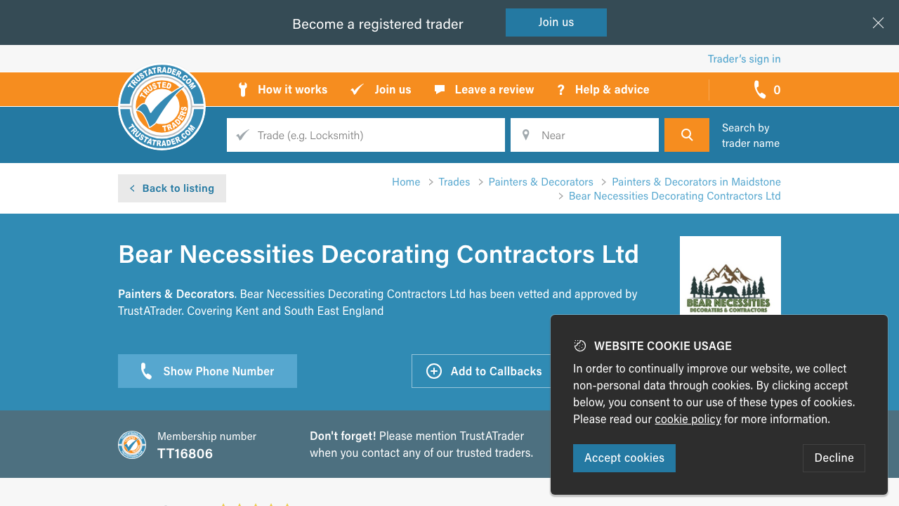 BEAR NECESSITIES DECORATORS & CONTRACTORS LTD website preview