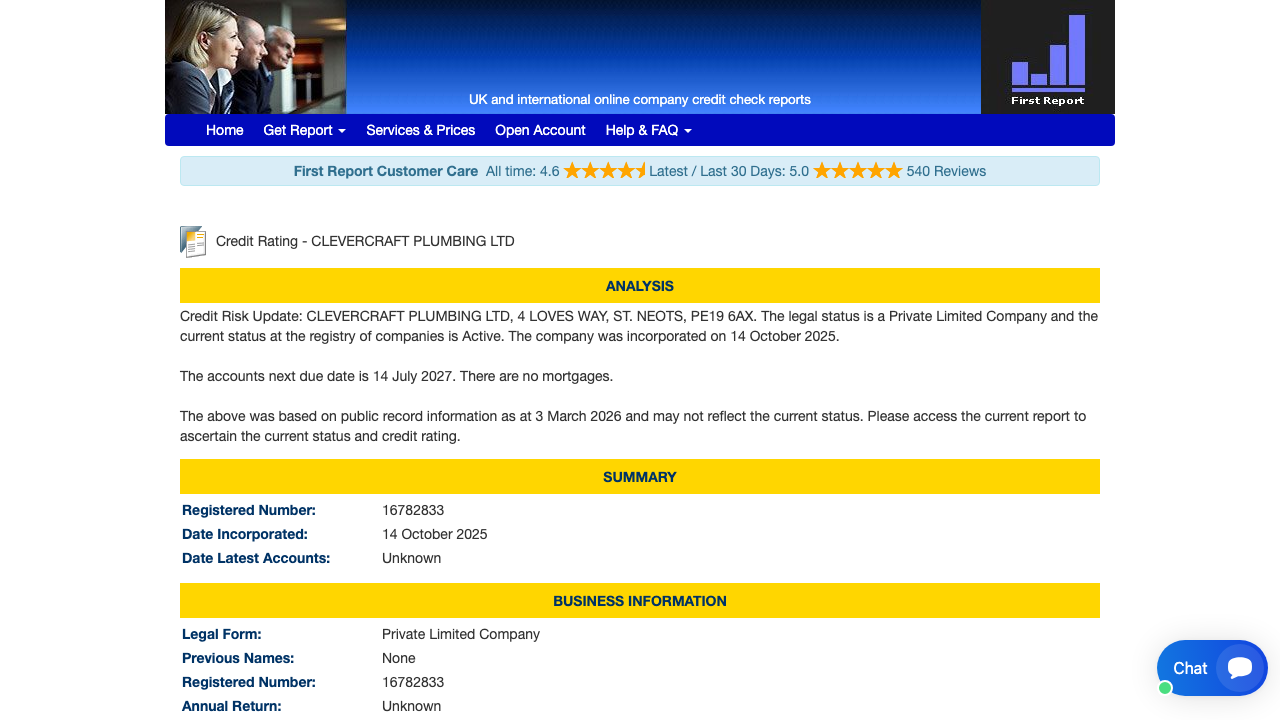 CLEVERCRAFT PLUMBING LTD website preview