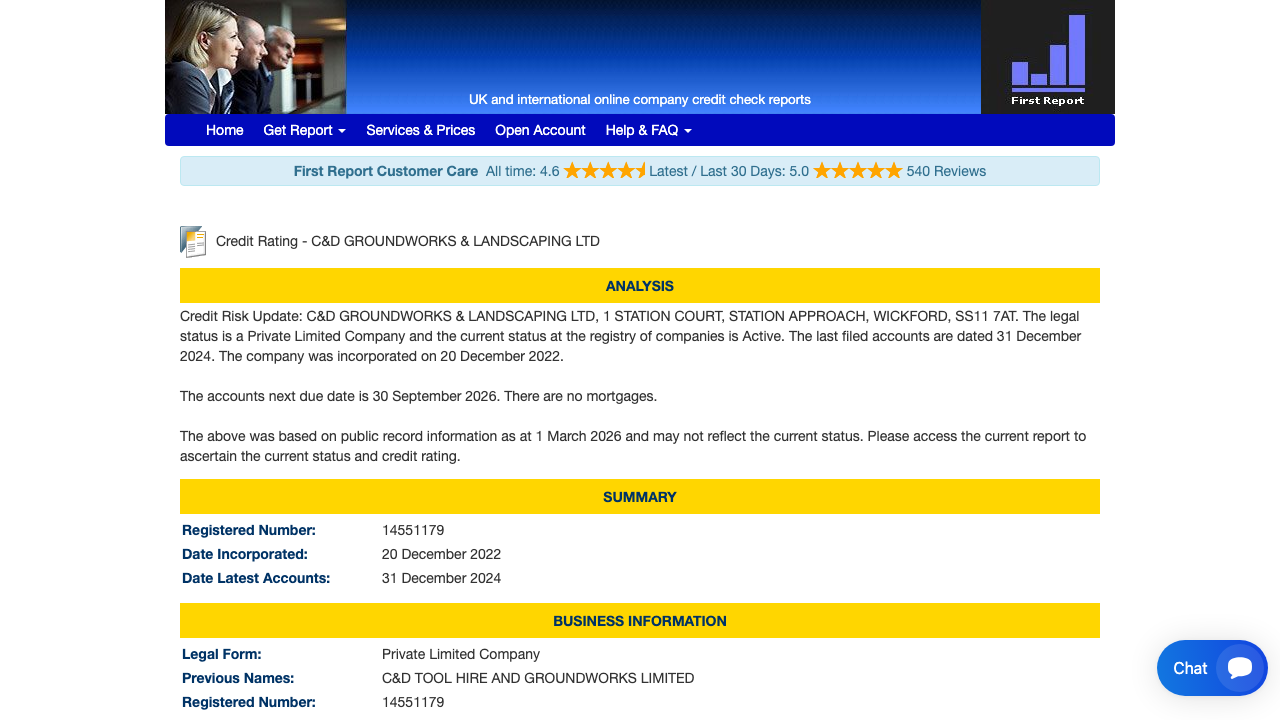 C&D GROUNDWORKS & LANDSCAPING LTD website preview