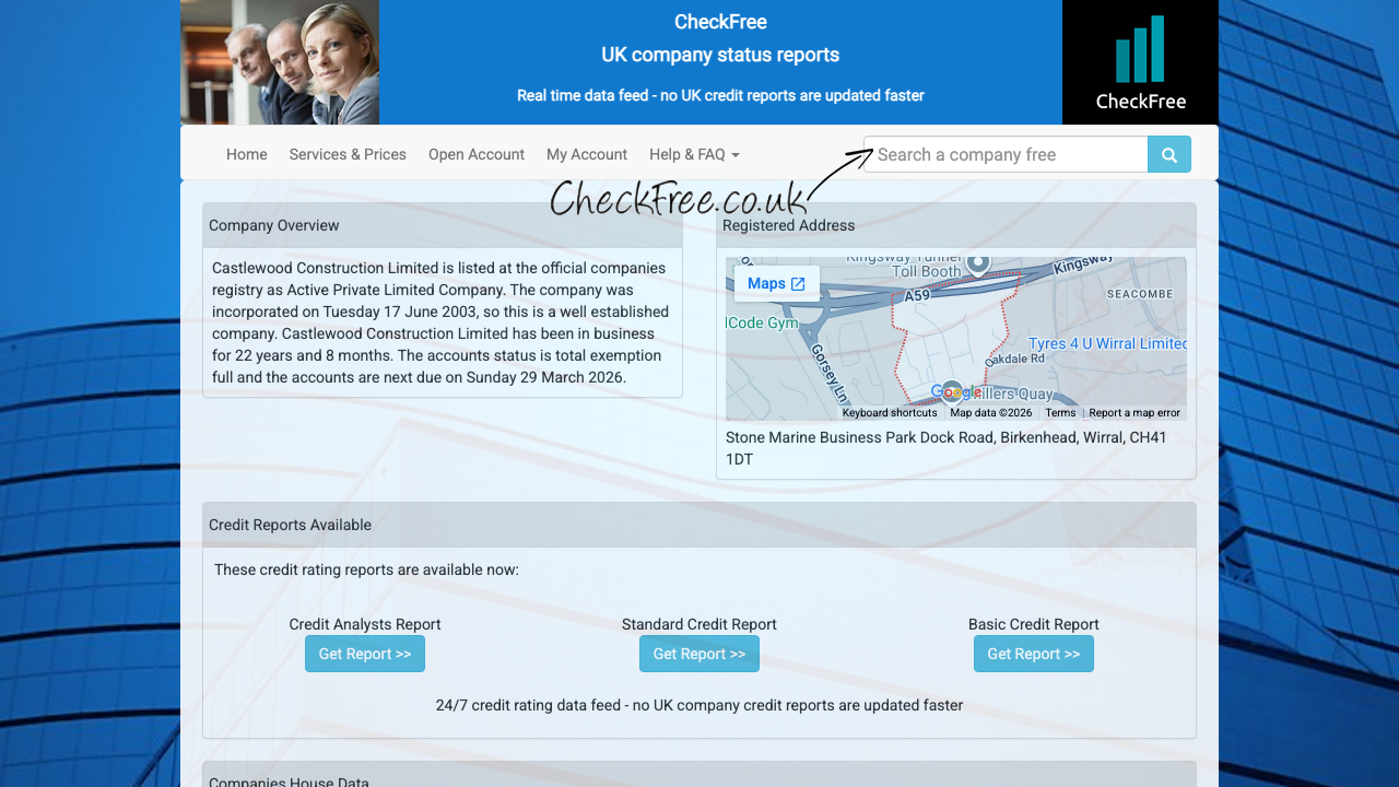 CASTLEWOOD CONSTRUCTION LIMITED website preview