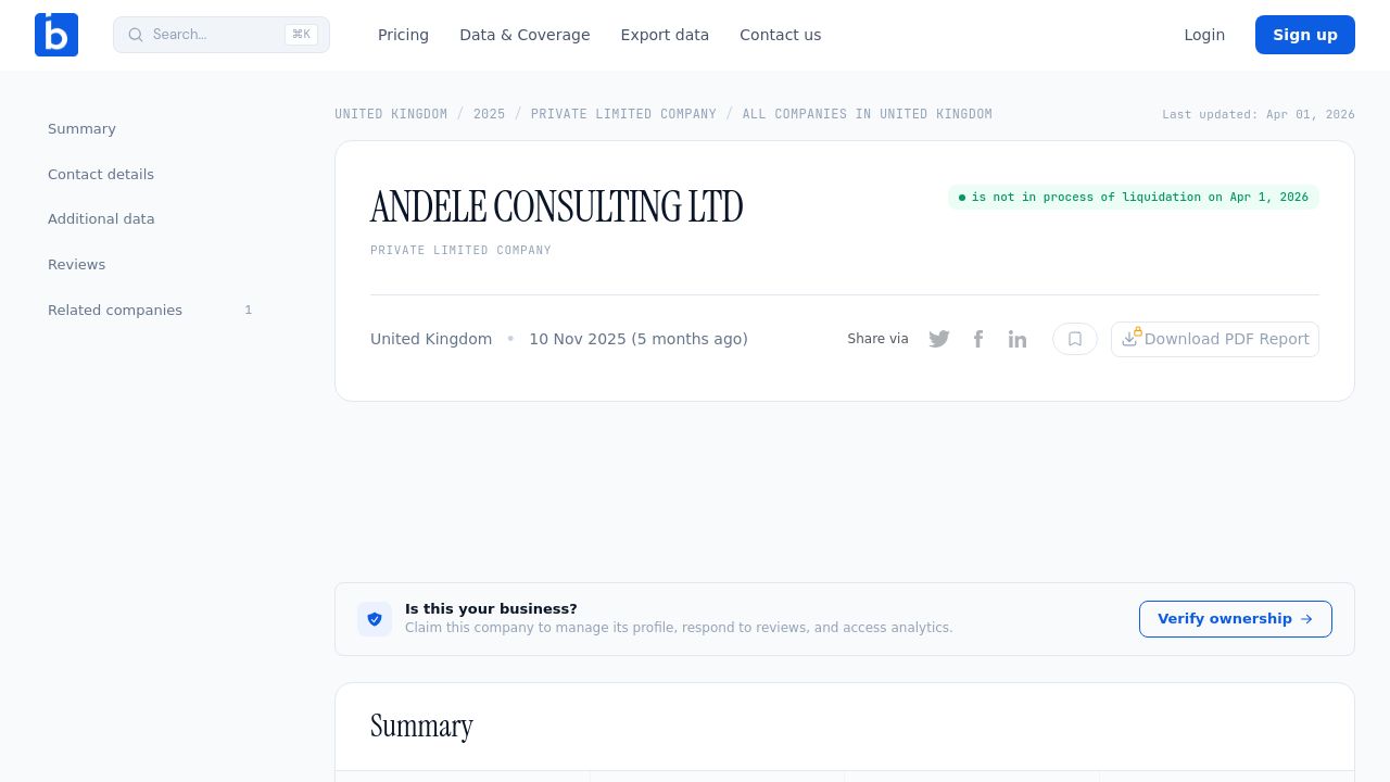 ANDELE CONSULTING LTD website preview