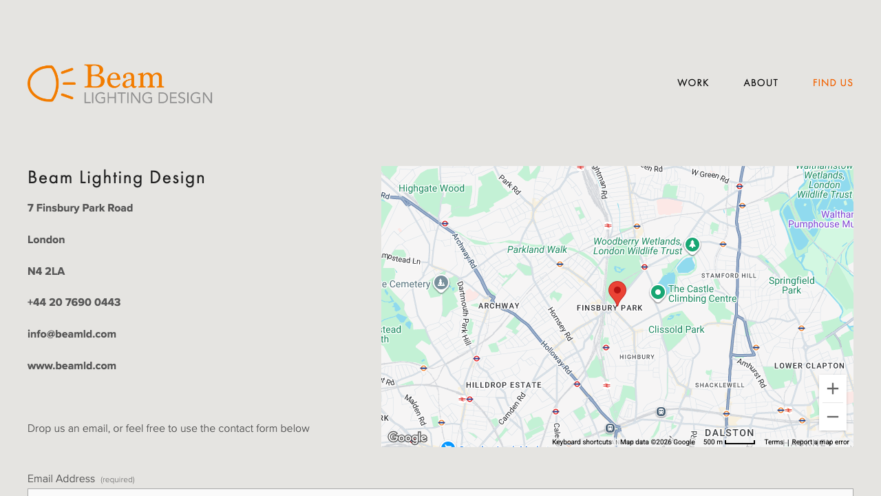 BEAM LIGHTING DESIGN LTD website preview