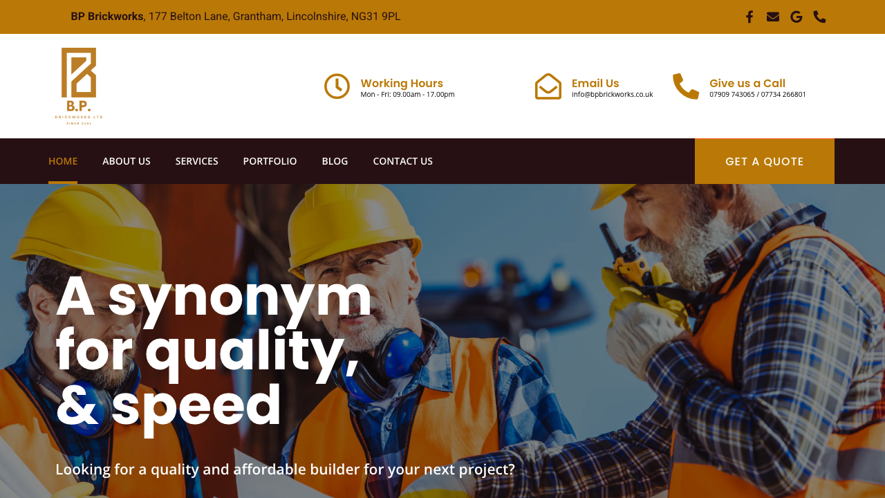 BP BRICKWORKS LIMITED website preview