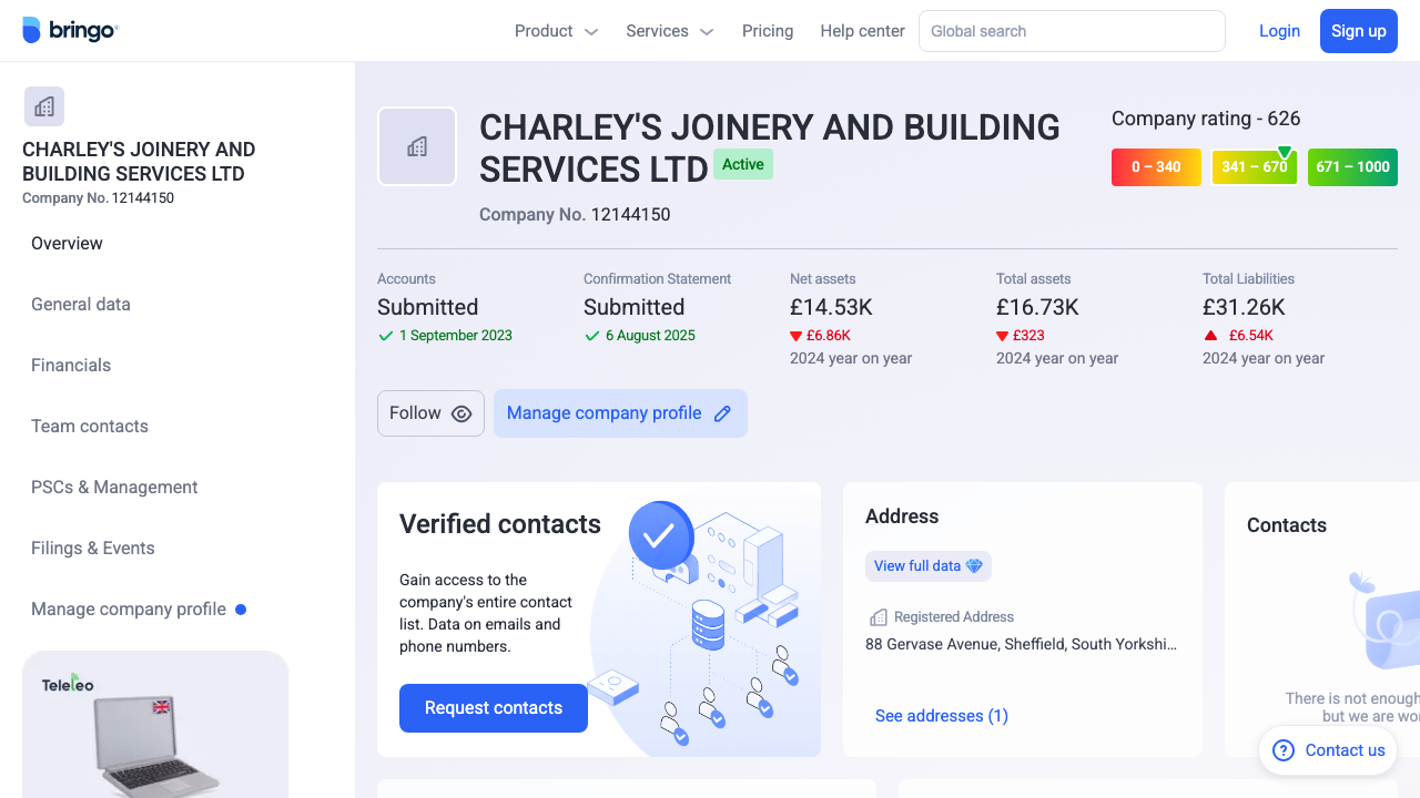 CHARLEY'S JOINERY AND BUILDING SERVICES LTD website preview