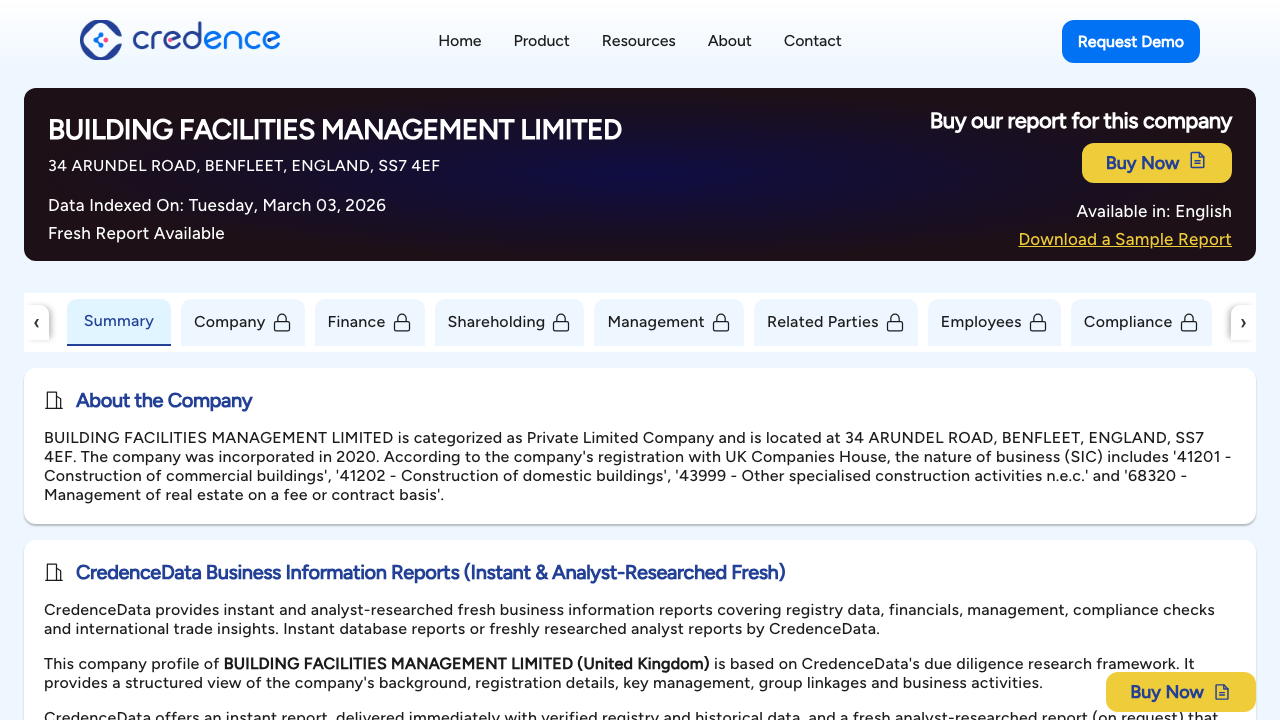 BUILDING FACILITIES MANAGEMENT LIMITED website preview