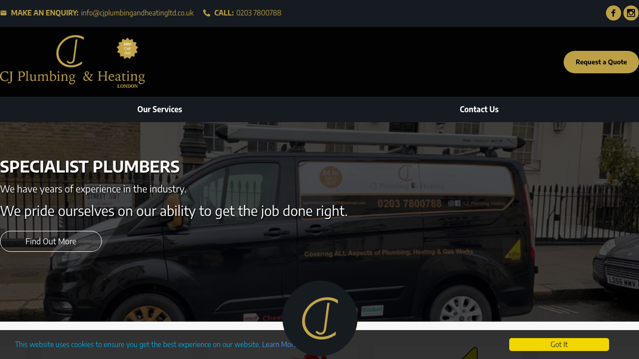 CJ PLUMBING & HEATING LONDON LIMITED website preview