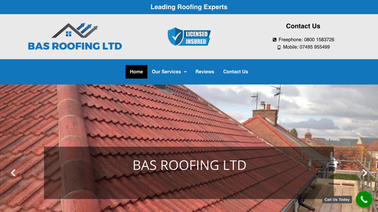BAS ROOFING LTD website preview