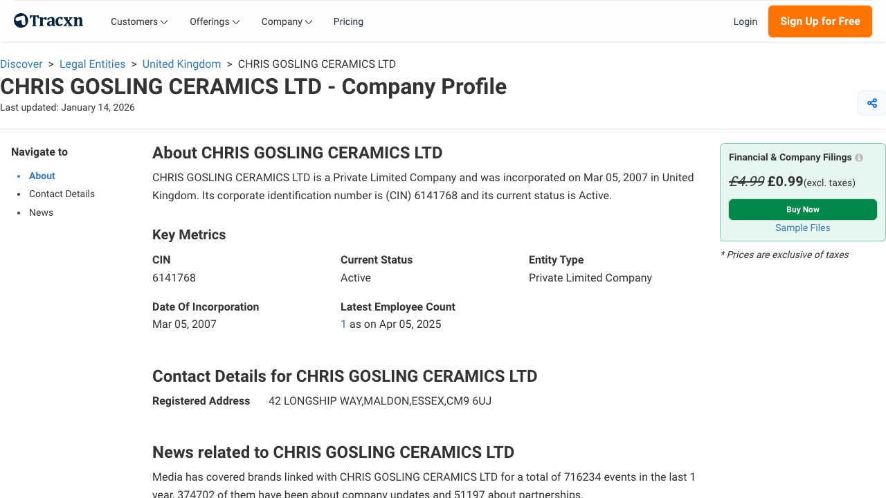 CHRIS GOSLING CERAMICS LTD website preview