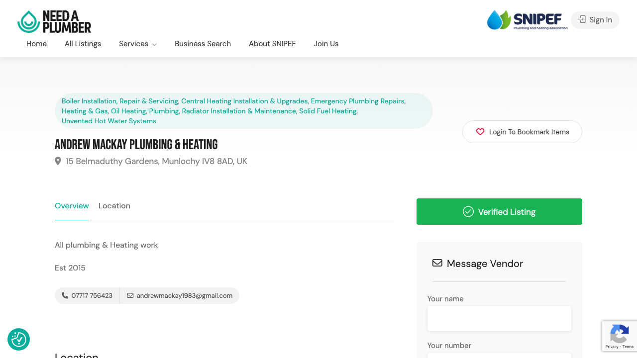 ANDREW MACKAY PLUMBING & HEATING LTD website preview