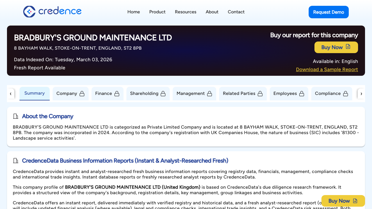 BRADBURY'S GROUND MAINTENANCE LTD website preview