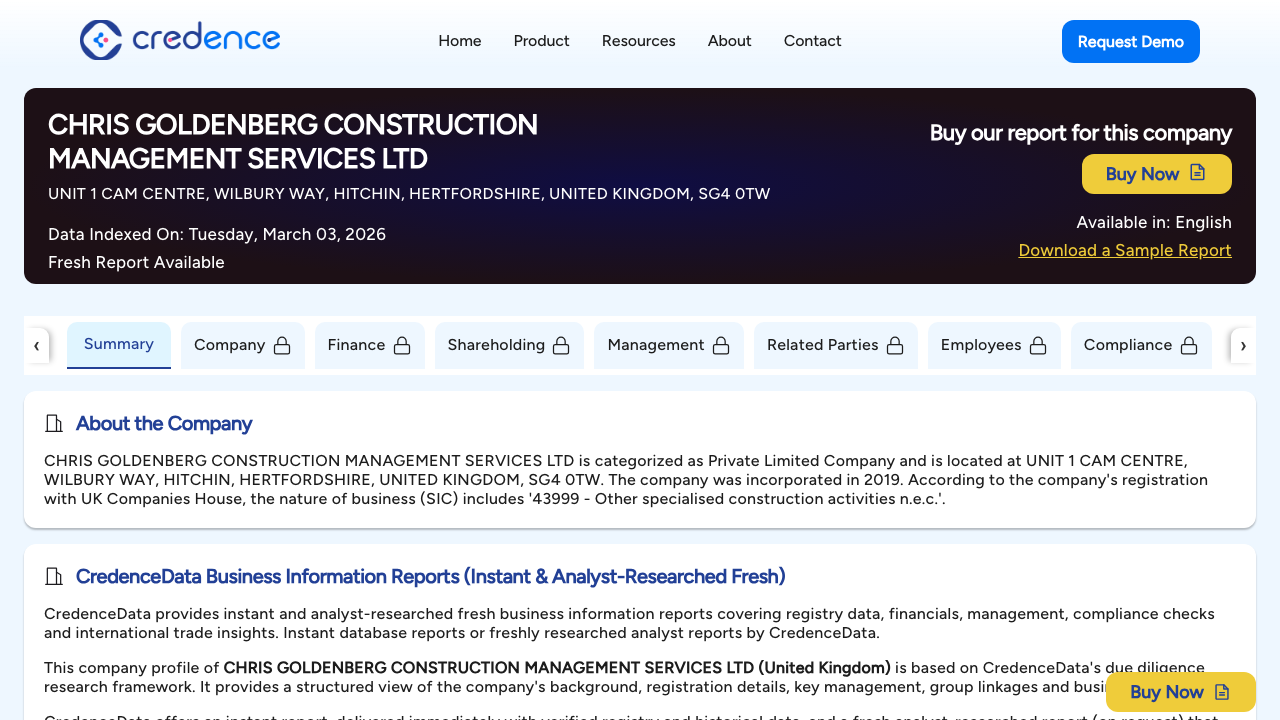 CHRIS GOLDENBERG CONSTRUCTION MANAGEMENT SERVICES LTD website preview