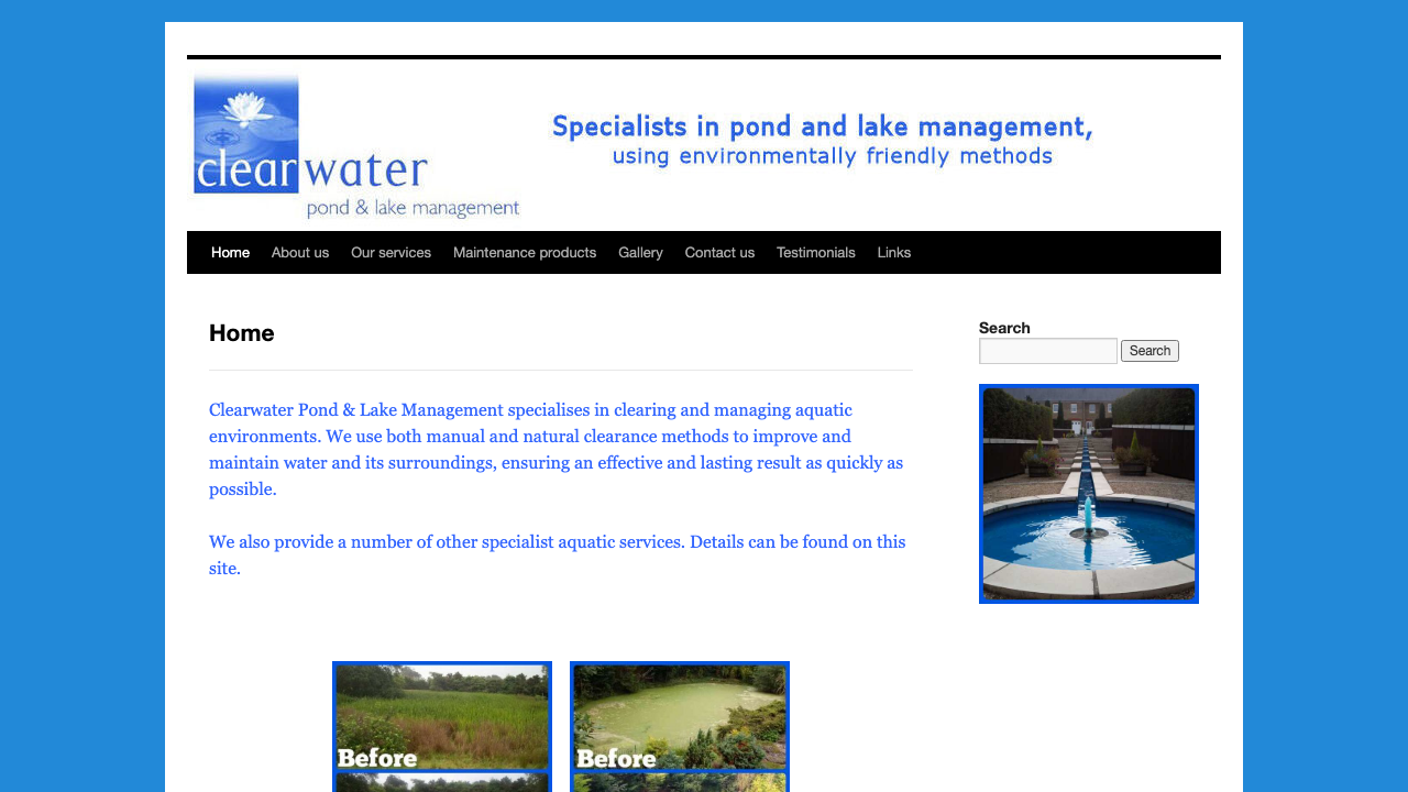 CLEARWATER POND AND LAKE MANAGEMENT LIMITED website preview