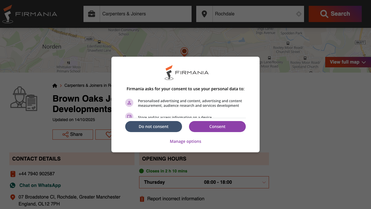 BROWN OAKS JOINERY & DEVELOPMENTS LTD website preview