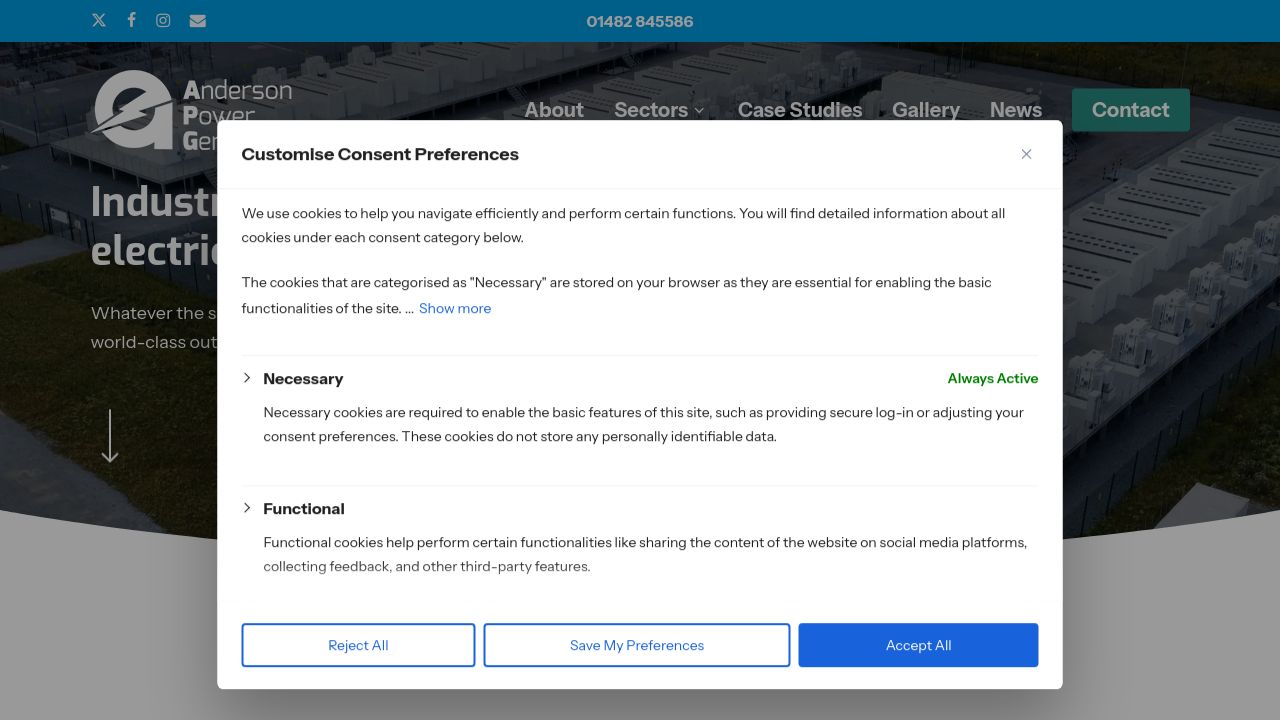 ANDERSON POWER GENERATION LTD website preview