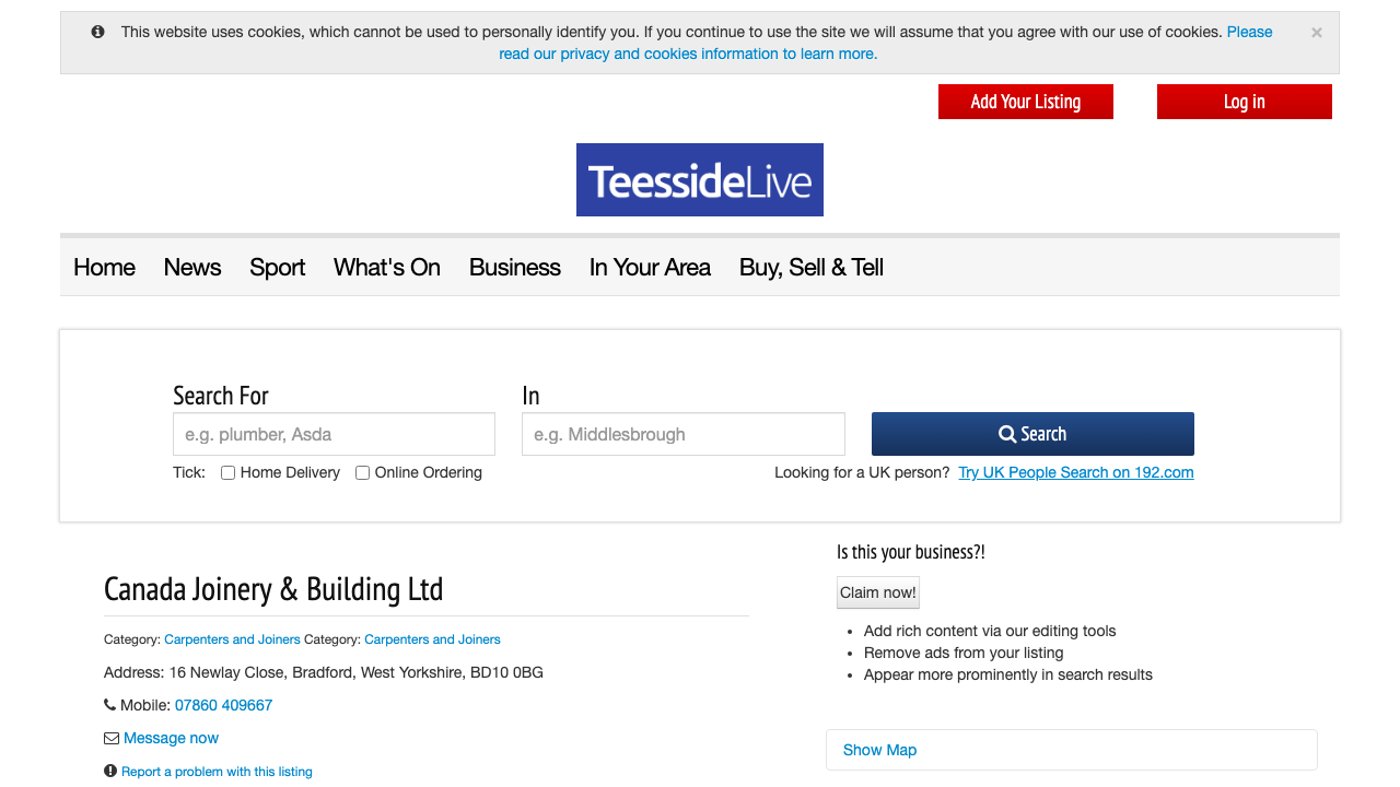 CANADA JOINERY & BUILDING LIMITED website preview